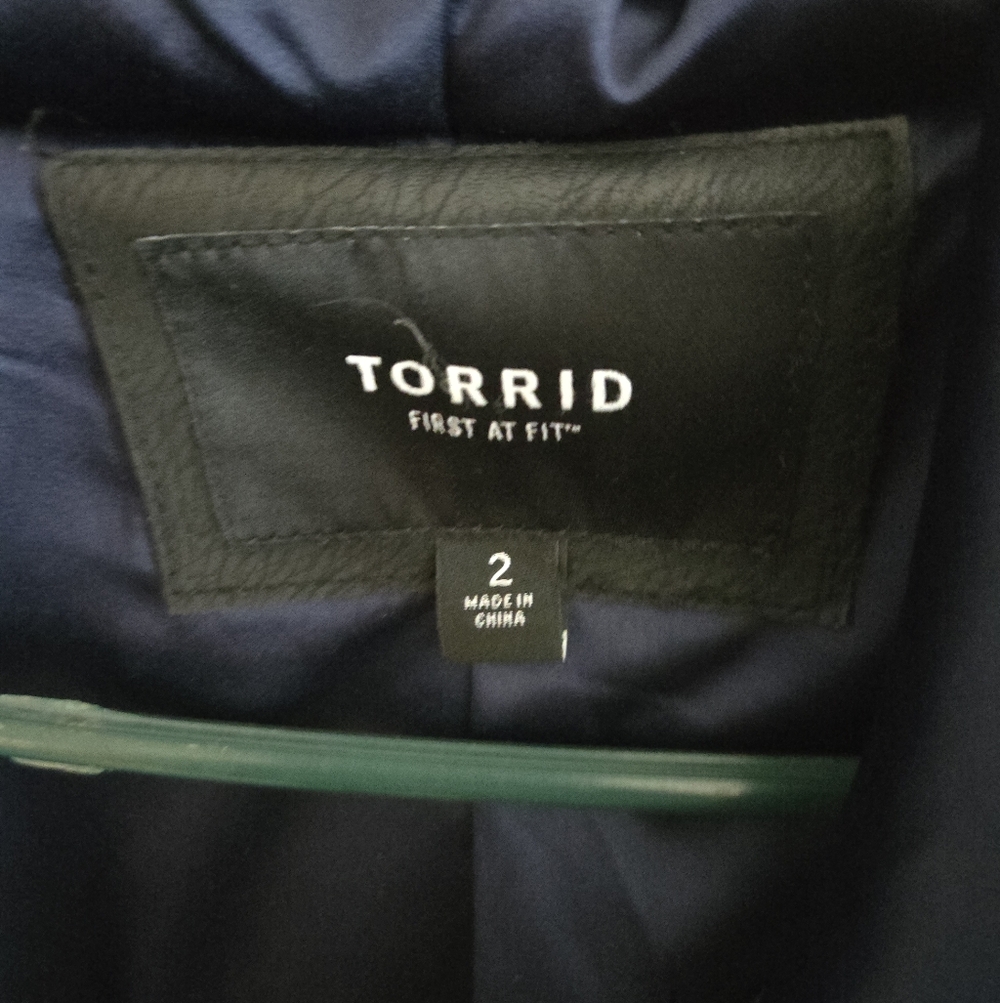 Torrid Blue-Gray Hooded A-Line Wool Coat - Picture 4 of 6